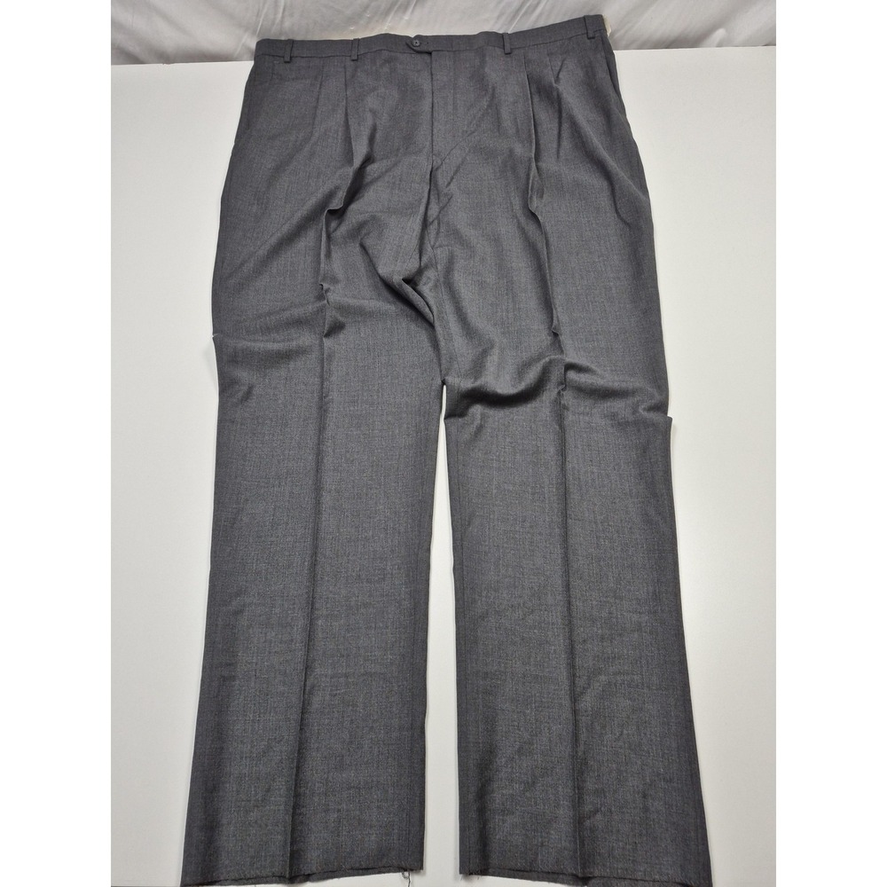 John Alexander Dress Pants Mens 50x36 Gray Worsted Wool Pleated Unhemmed USA NWT